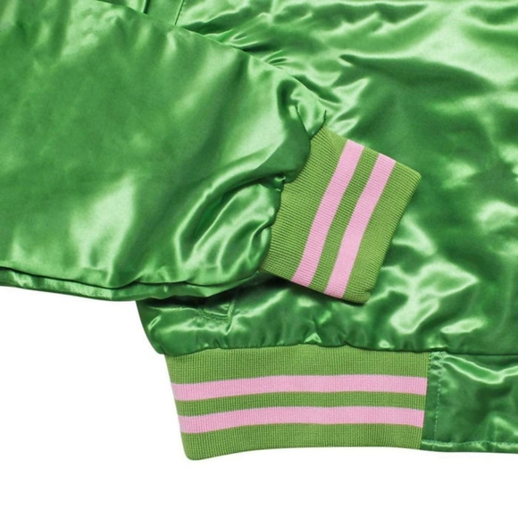 AKA MEDIUM Greek Apparel Cropped Satin Varsity Jacket - Picture 5 of 6